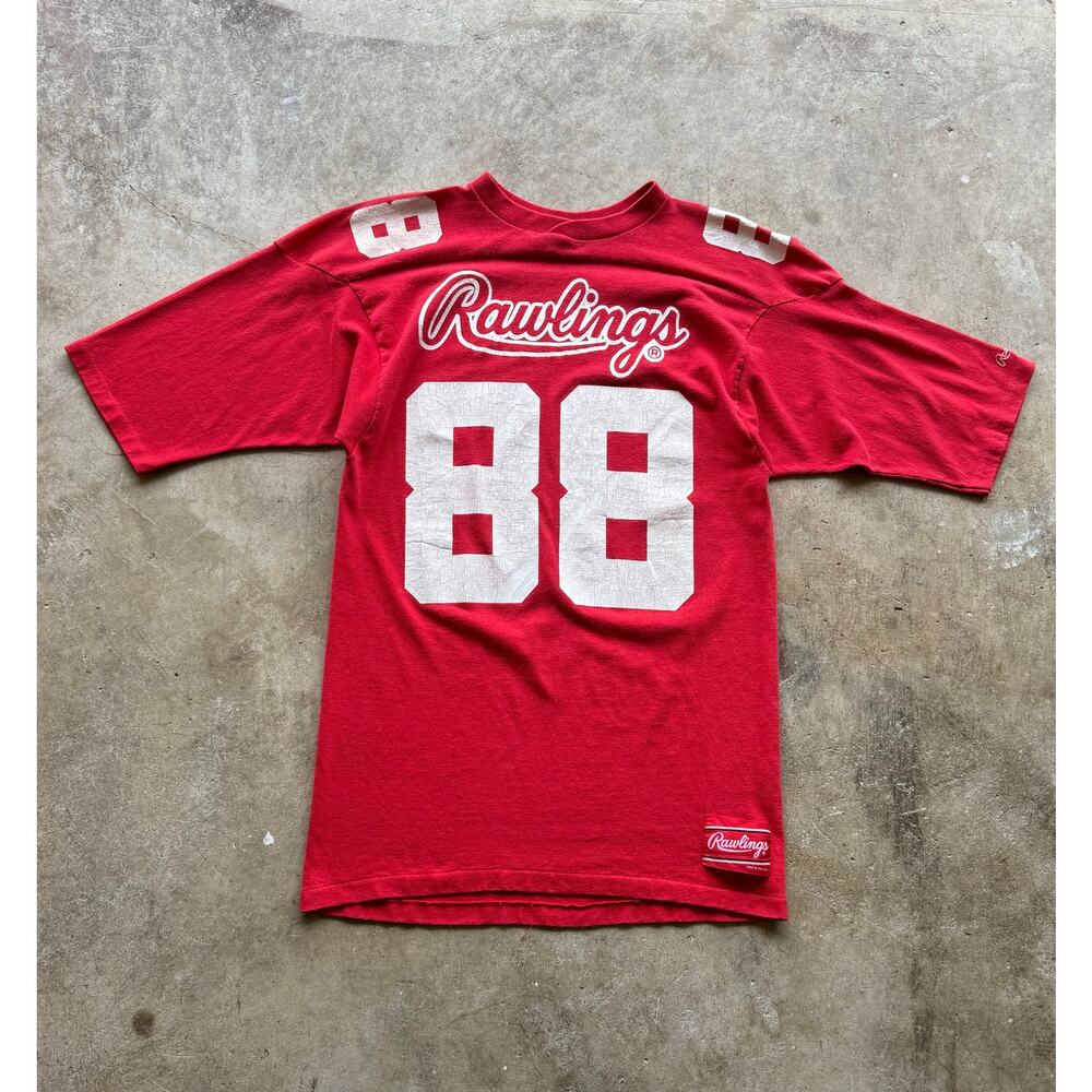 1988 Rawlings Athletic Style 3/4 Sleeve Red Tee Size TALL Large Made in USA